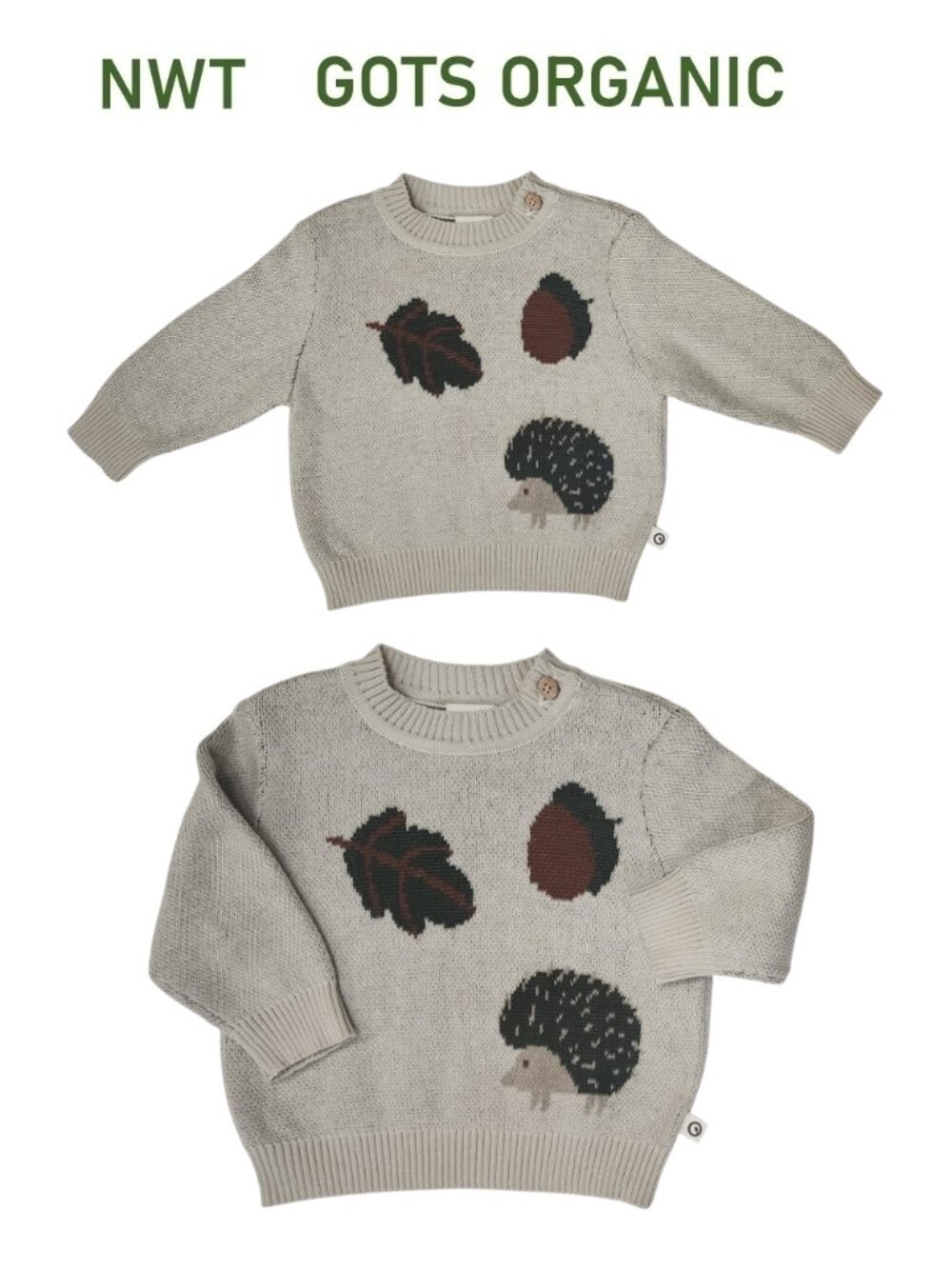 MUSLI of Denmark Organic Cotton Knit Sweater Baby size 3-6M - Eco-friendly